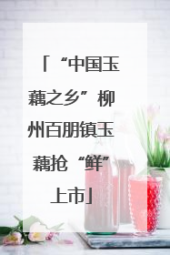 “中国玉藕之乡”柳州百朋镇玉藕抢“鲜”上市