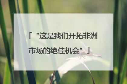 “这是我们开拓非洲市场的绝佳机会”