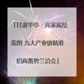 甘肃华亭：亮家底绘蓝图 九大产业链精准招商蓄势兰洽会