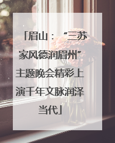 眉山：“三苏家风德润眉州”主题晚会精彩上演千年文脉润泽当代