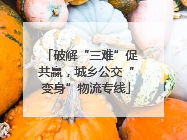 破解“三难”促共赢，城乡公交“变身”物流专线