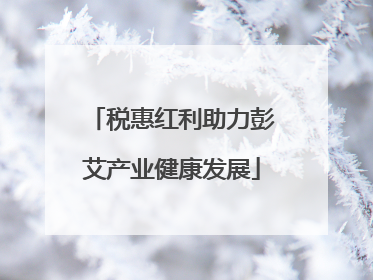 税惠红利助力彭艾产业健康发展