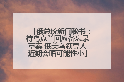 俄总统新闻秘书：待乌克兰回应备忘录草案 俄美乌领导人近期会晤可能性小
