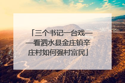 三个书记一台戏——看泗水县金庄镇辛庄村如何强村富民