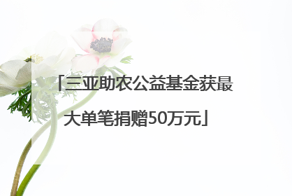 三亚助农公益基金获最大单笔捐赠50万元