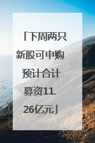 下周两只新股可申购 预计合计募资11.26亿元