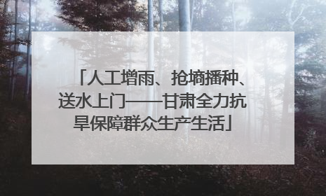 人工增雨、抢墒播种、送水上门——甘肃全力抗旱保障群众生产生活