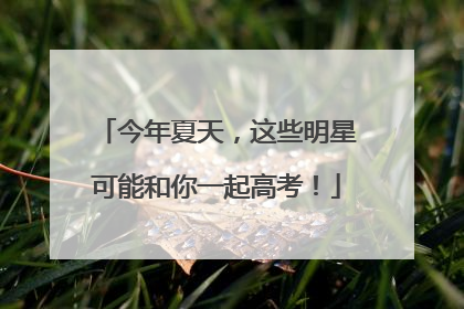 今年夏天，这些明星可能和你一起高考！