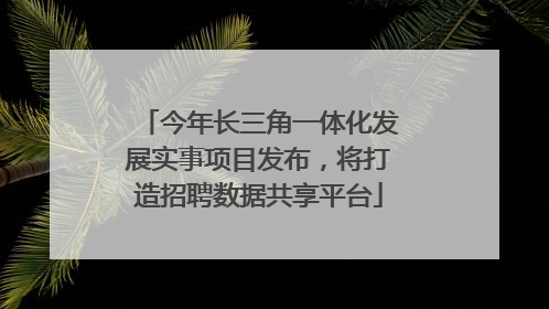 今年长三角一体化发展实事项目发布，将打造招聘数据共享平台