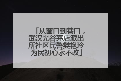 从窗口到巷口，武汉光谷茅店派出所社区民警樊艳玲为民初心永不改