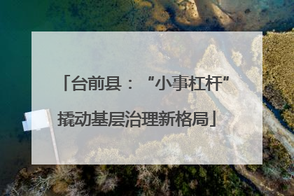 台前县：“小事杠杆”撬动基层治理新格局