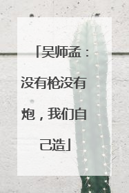 吴师孟：没有枪没有炮，我们自己造
