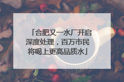合肥又一水厂开启深度处理，百万市民将喝上更高品质水