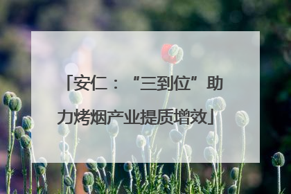 安仁：“三到位”助力烤烟产业提质增效