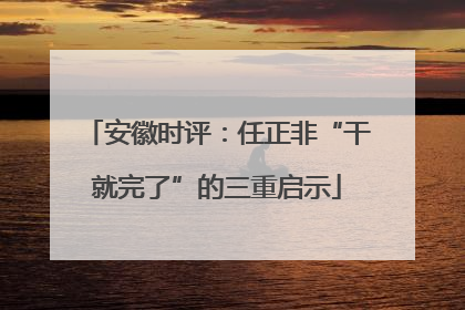 安徽时评：任正非“干就完了”的三重启示