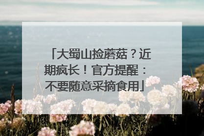 大蜀山捡蘑菇？近期疯长！官方提醒：不要随意采摘食用