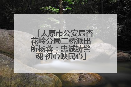 太原市公安局杏花岭分局三桥派出所杨蓉：忠诚铸警魂 初心映民心
