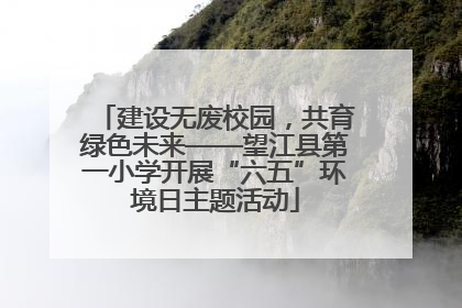 建设无废校园，共育绿色未来——望江县第一小学开展“六五”环境日主题活动