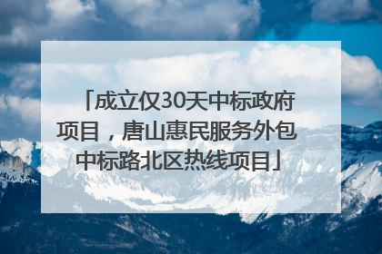 成立仅30天中标政府项目，唐山惠民服务外包中标路北区热线项目