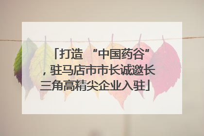 打造 “中国药谷”，驻马店市市长诚邀长三角高精尖企业入驻