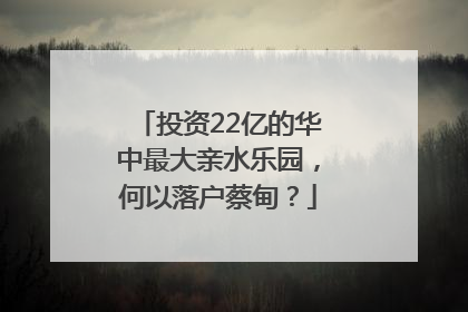 投资22亿的华中最大亲水乐园，何以落户蔡甸？