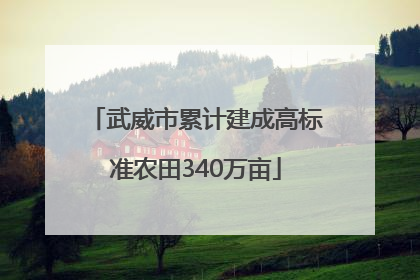 武威市累计建成高标准农田340万亩