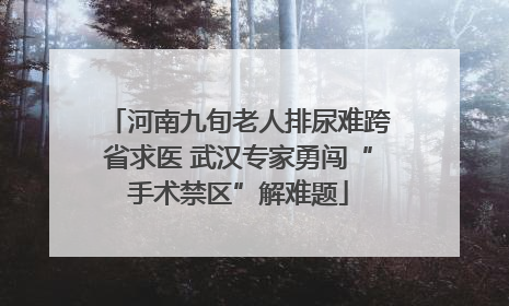河南九旬老人排尿难跨省求医 武汉专家勇闯“手术禁区”解难题