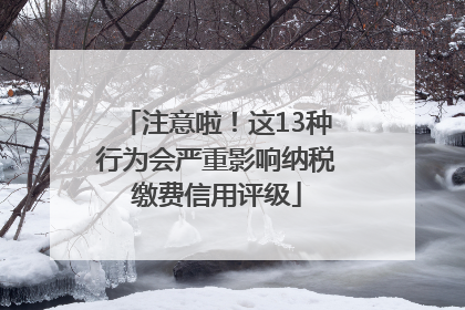 注意啦！这13种行为会严重影响纳税缴费信用评级