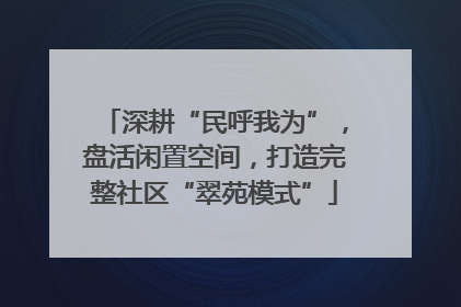 深耕“民呼我为”，盘活闲置空间，打造完整社区“翠苑模式”