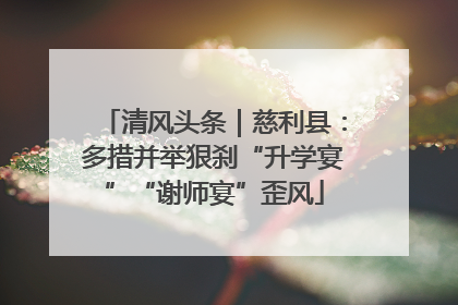 清风头条｜慈利县：多措并举狠刹“升学宴”“谢师宴”歪风