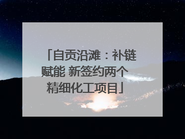 自贡沿滩：补链赋能 新签约两个精细化工项目