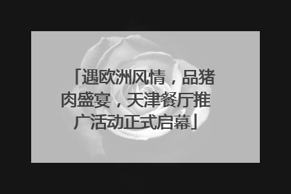 遇欧洲风情，品猪肉盛宴，天津餐厅推广活动正式启幕
