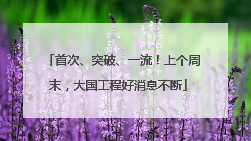 首次、突破、一流！上个周末，大国工程好消息不断