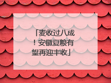 麦收过八成！安徽夏粮有望再迎丰收