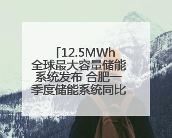 12.5MWh全球最大容量储能系统发布 合肥一季度储能系统同比增长425%