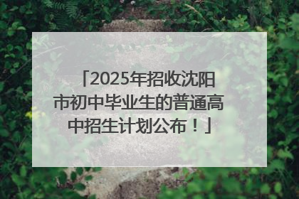 2025年招收沈阳市初中毕业生的普通高中招生计划公布！