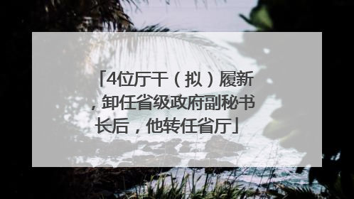 4位厅干（拟）履新，卸任省级政府副秘书长后，他转任省厅