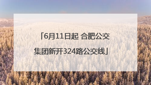 6月11日起 合肥公交集团新开324路公交线